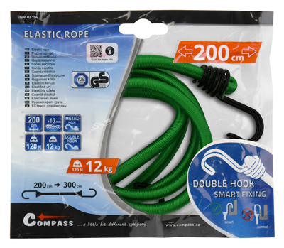 UPÍNAČ PRUŽNÝ DOUBLE HOOK 10 mm/200 cm, TÜV/GS