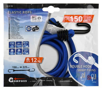 UPÍNAČ PRUŽNÝ DOUBLE HOOK 10 mm/150 cm, TÜV/GS