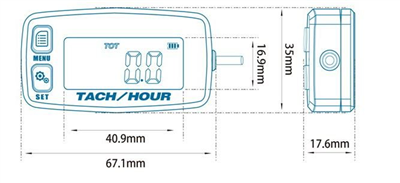 Měřič motohodin a otáček s podsvícením a výměnnou baterii