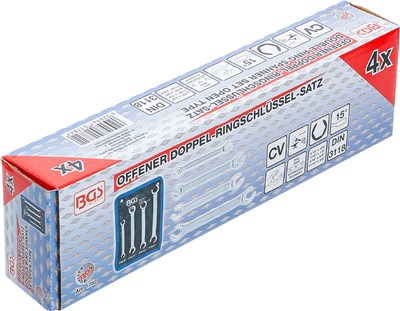 Sada klíčů na převlečné matice, palcové 4ks - BGS 1782