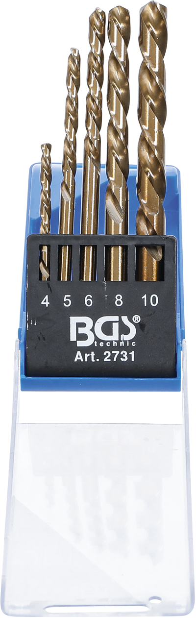 Vrtáky HSS 3,0 - 10,0 mm, titan, levotočivé - BGS 2731