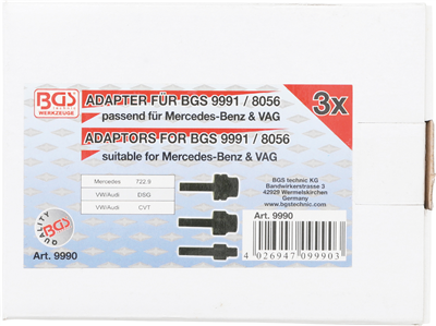 Adaptéry pro plničku oleje pro DSG, CVT, 722.9 - VW, Audi, Mercedes - BGS 9990