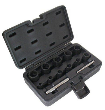 Hlavice speciální pro poškozené stržené hlavy šroubů a matic, 8 - 21 mm, sada 13 kusů