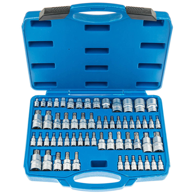 Nástrčné a zástrčné hlavice TORX, 1/4”, 3/8” a 1/2”, sada 60 kusů