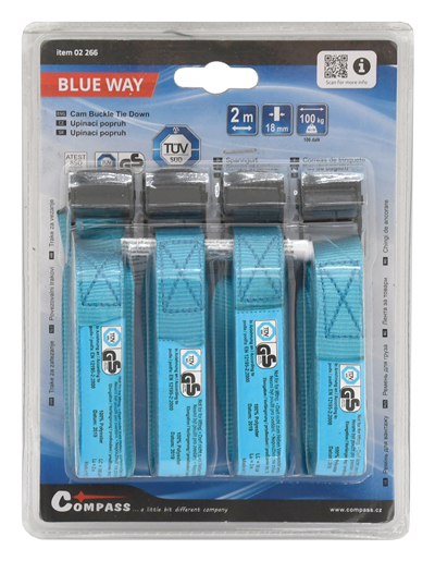 02266 Popruh upínací 4x2m TÜV BLUE WAY