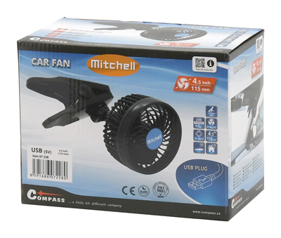 07228 Ventilátor MITCHELL 115mm USB 5V klips
