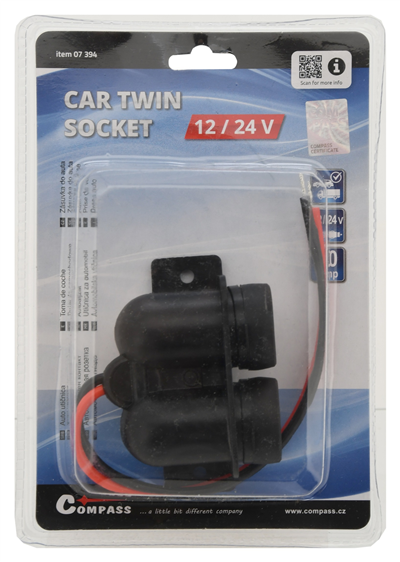 07394 Zásuvka 12/24V s krytem dvojitá