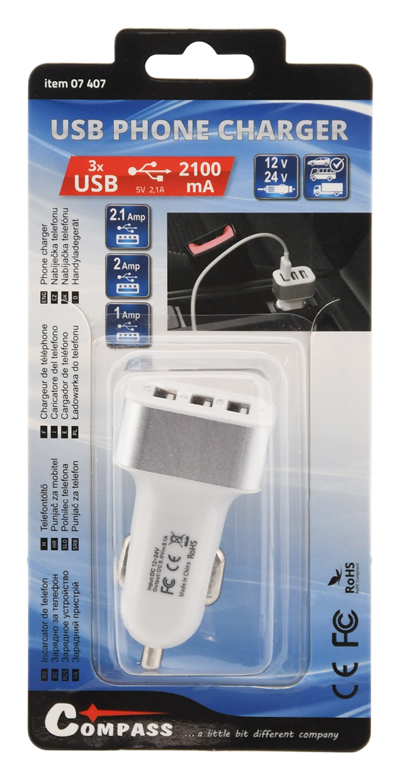 07407 Zástrčka 3xUSB 12-24V 5V/3100mA