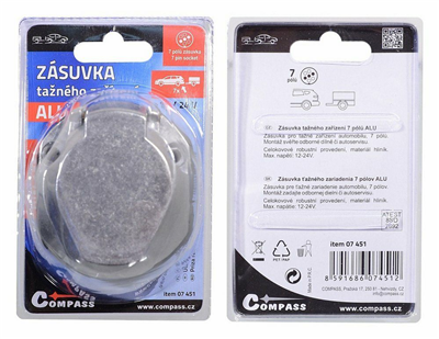 07451 Zásuvka tažného zařízení 7 pólů ALU s těsněním