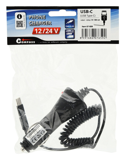 07659 Nabíječka telefonu 12/24V MICRO USB/USB-C
