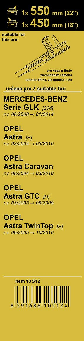 10512 Stěrače FLAT SET (PIN) 550+450mm