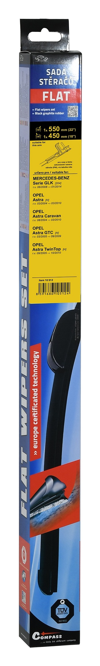 10512 Stěrače FLAT SET (PIN) 550+450mm