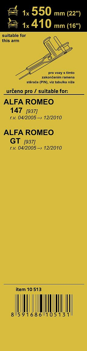 10513 Stěrače FLAT SET (PIN) 550+410mm