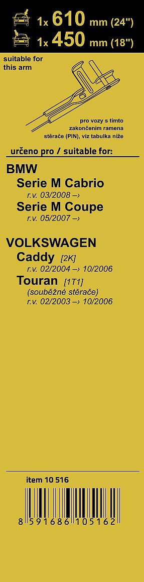 10516 Stěrače FLAT SET (PIN) 610+450mm