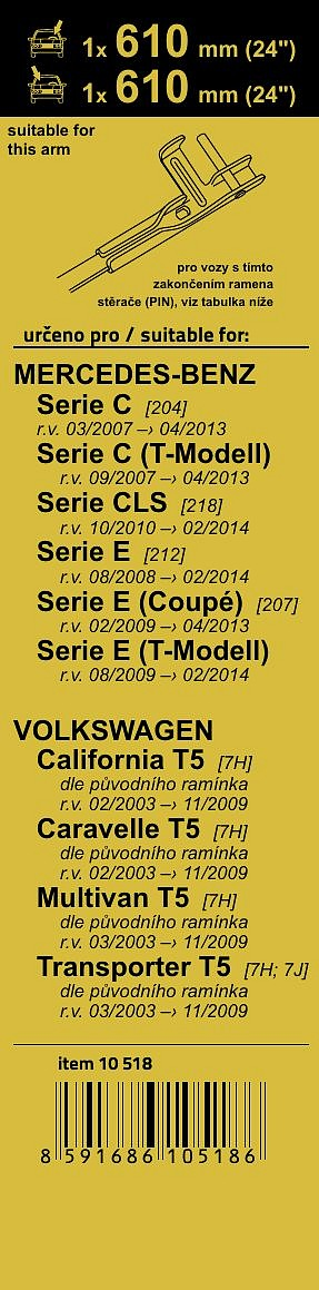 10518 Stěrače FLAT SET (PIN) 610+610mm