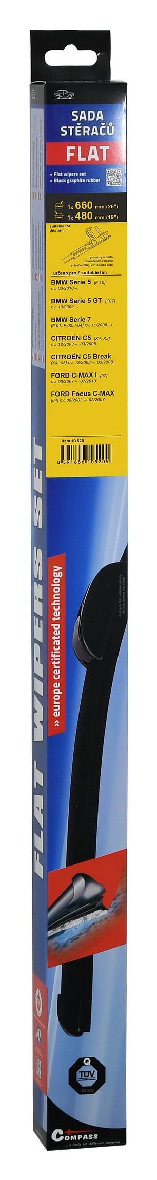 10520 Stěrače FLAT SET (PIN) 660+480mm