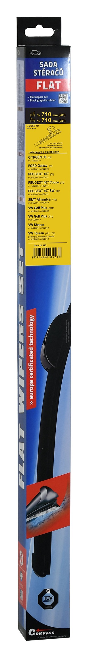 10523 Stěrače FLAT SET (PIN) 710+710mm