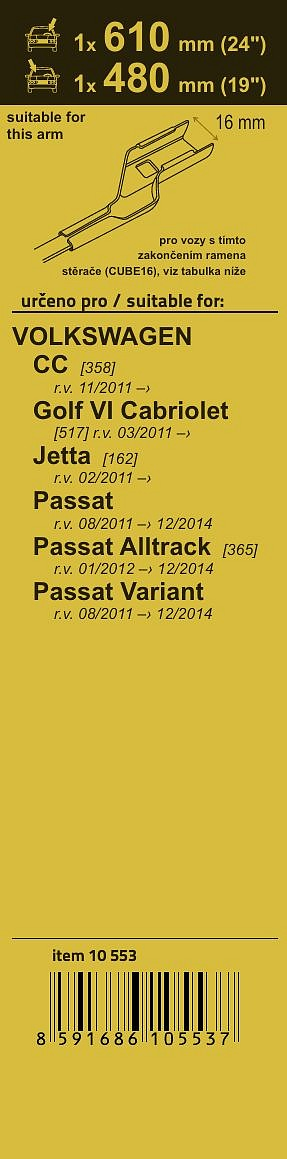 10553 Stěrače FLAT SET (CUBE16) 610+480mm
