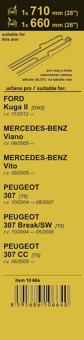 10664 Stěrače FLAT SET (SLOT) 710+660mm