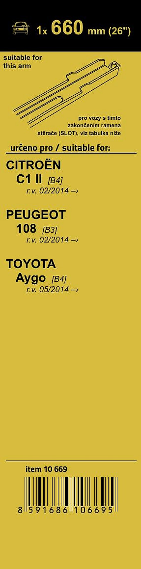 10669 Stěrač FLAT SET (SLOT) 660mm