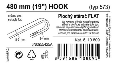 10809 Stěrač FLAT BULK (HOOK) 19