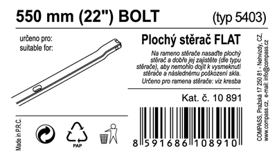 10891 Stěrač FLAT BULK (BOLT) 22