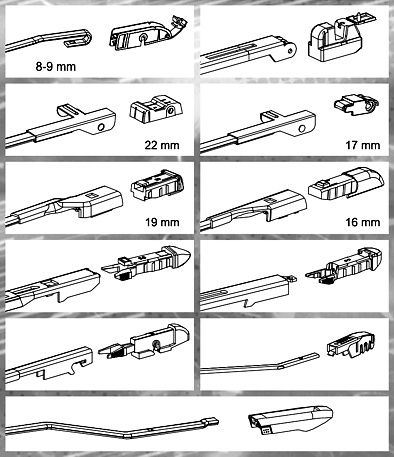 11006 Stěrač HYBRID 330mm + 11 adaptérů TEFLON