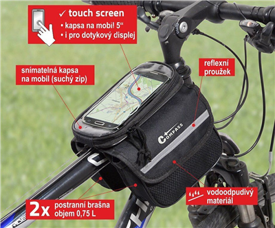 12029 Cyklotaška nad rám oboustranná + PHONE