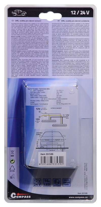 33539 Světla denního svícení RL hom. 16LED on/off systém