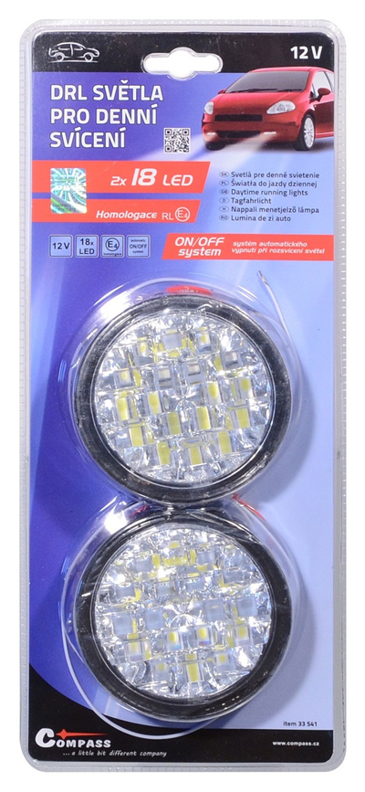 33541 Světla denního svícení kulatá 18 LED/12V