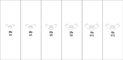 Matice křídlové, lisované sada 150 ks