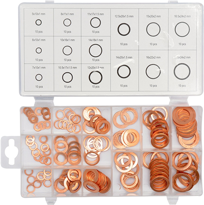 Podložky těsnící měděné sada 150ks