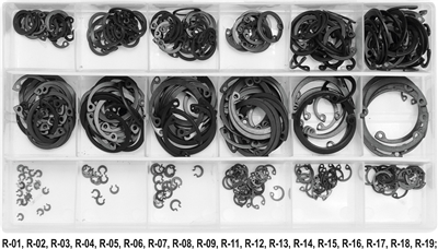 Pojistné kroužky INTERNAL sada 300ks, R1-R19, pr. 3 -32mm