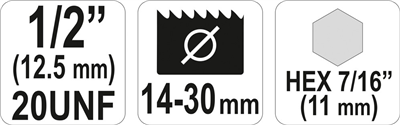 Unašeč šroubový pro vrtací korunky 14 - 30 mm HEX 11 mm 1/2