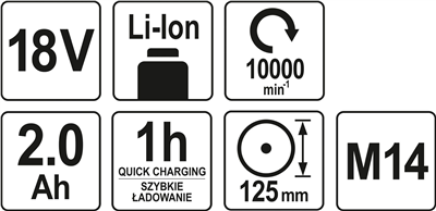 Bruska úhlová AKU 125 mm 18V 10000 ot.