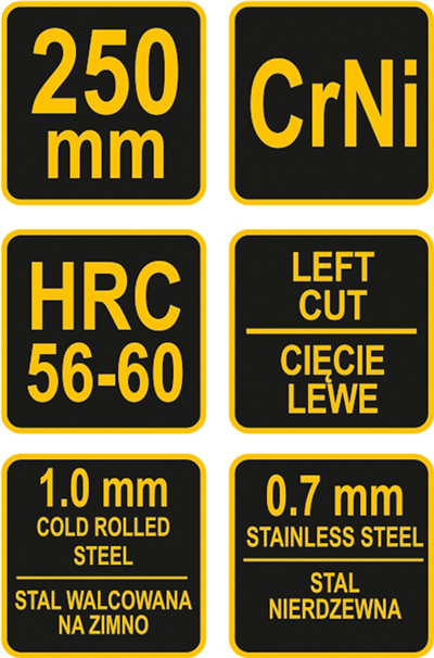 Nůžky na plech 250 mm levé CrNi