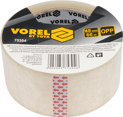 Páska balící PP průhledná, 48 mm x 66m