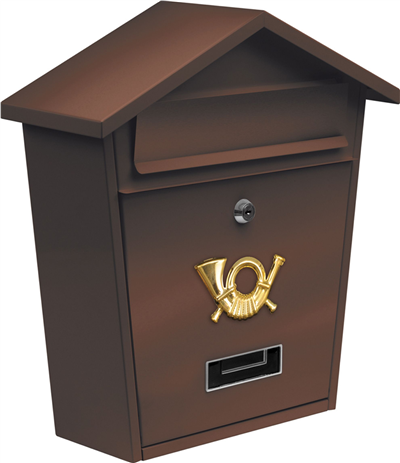 Poštovní schránka se stříškou 380x320x105mm hnědá