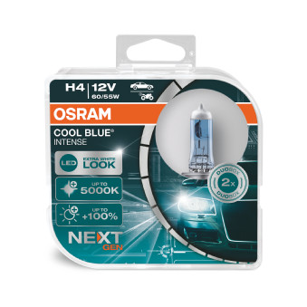 Halogenove žárovky Osram H4 12V 60/55W P43t Cool Blue NEXT GEN 5000K 2 ks