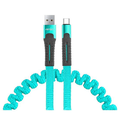 Pružinový kabel USB+USB-C 1.2m FullLINK UC-14