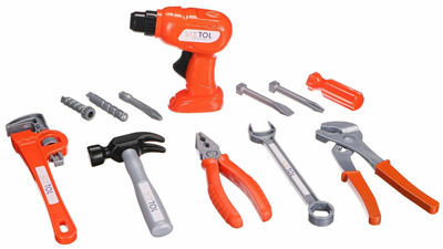 Sada dětského nářadí - vrtačka, kladivo, klíče, kleště, 12 dílů