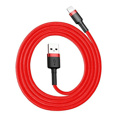 DATOVÝ KABEL USB / LIGHTNING, CAFULE, 300 cm, 2 A, ČERVENÝ