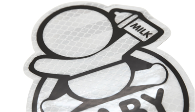 Dekor samolepící BABY IN CAR stříbrný