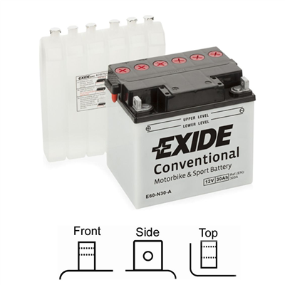 E60-N30-A Motobaterie Exide BIKE CONVENTIONAL - 30Ah