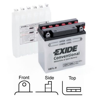 EB7L-B motobaterie EXIDE suchá, přednabitá 12V 8Ah 85A 135x75x133