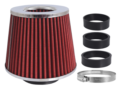 Filtr vzduchový UNI 155x130x120mm, červený/chrom, adaptér 60,63,70mm, 86004