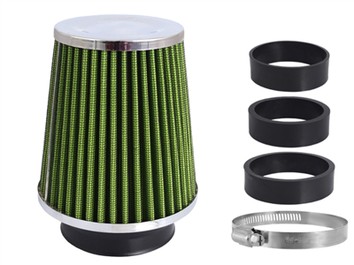 Filtr vzduchový UNI 120x130x90mm, zelený/chrom, adaptér 60,63,70mm, 86009