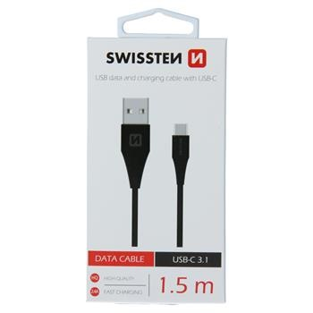 Kabel USB-C 3.1 + USB, 1,5 m (7mm), SWISSTEN černý, 46018