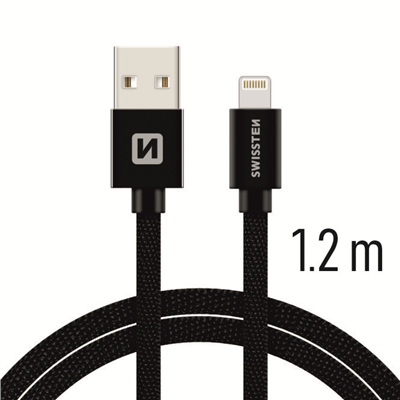 Kabel textile USB/Lightning SWISSTEN, černý, 45563