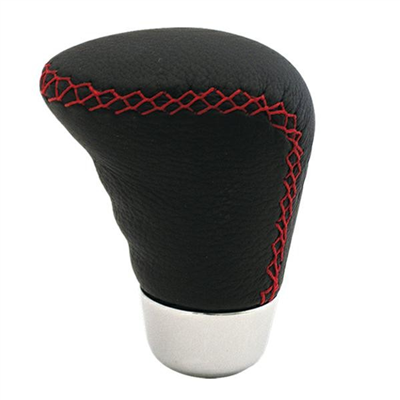 Hlavice řadící páky kožená černá s červeným obšitím, 01458